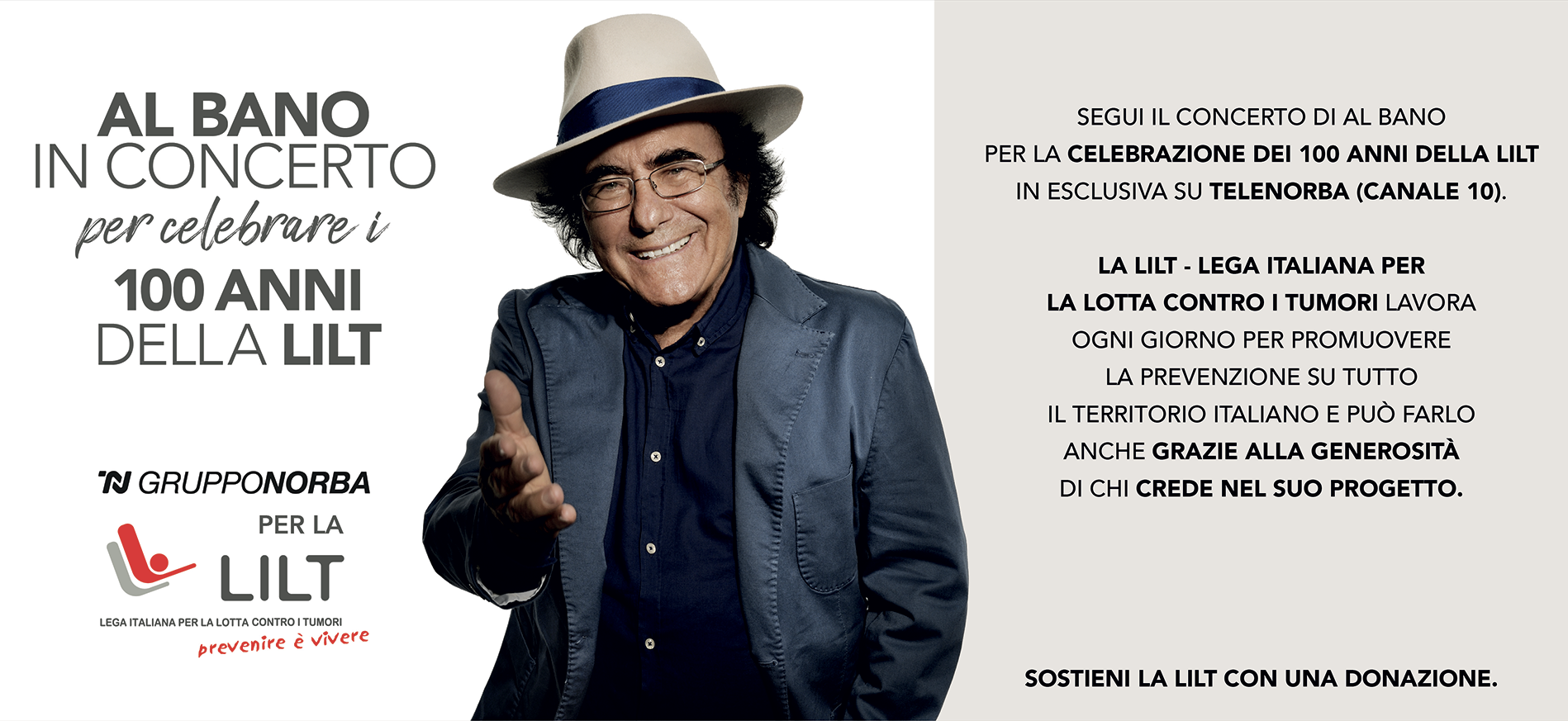 Al Bano in concerto per celebrare i 100 anni della LILT - 24 ottobre al teatro Petruzzelli di Bari